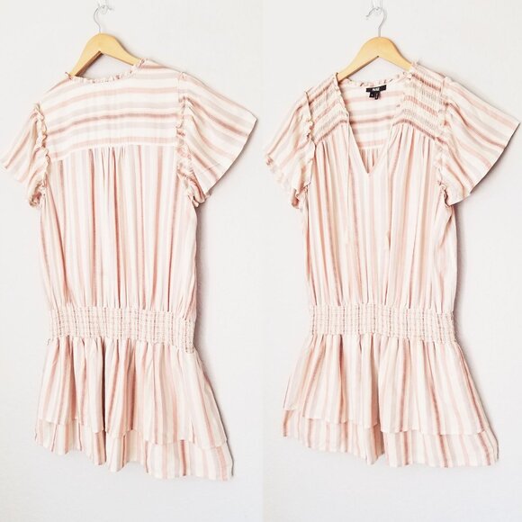 Paige Cristina Ruffle Smocked Tiered Minidress XL Ecru Neutral Boho Beach $199 - Picture 16 of 16